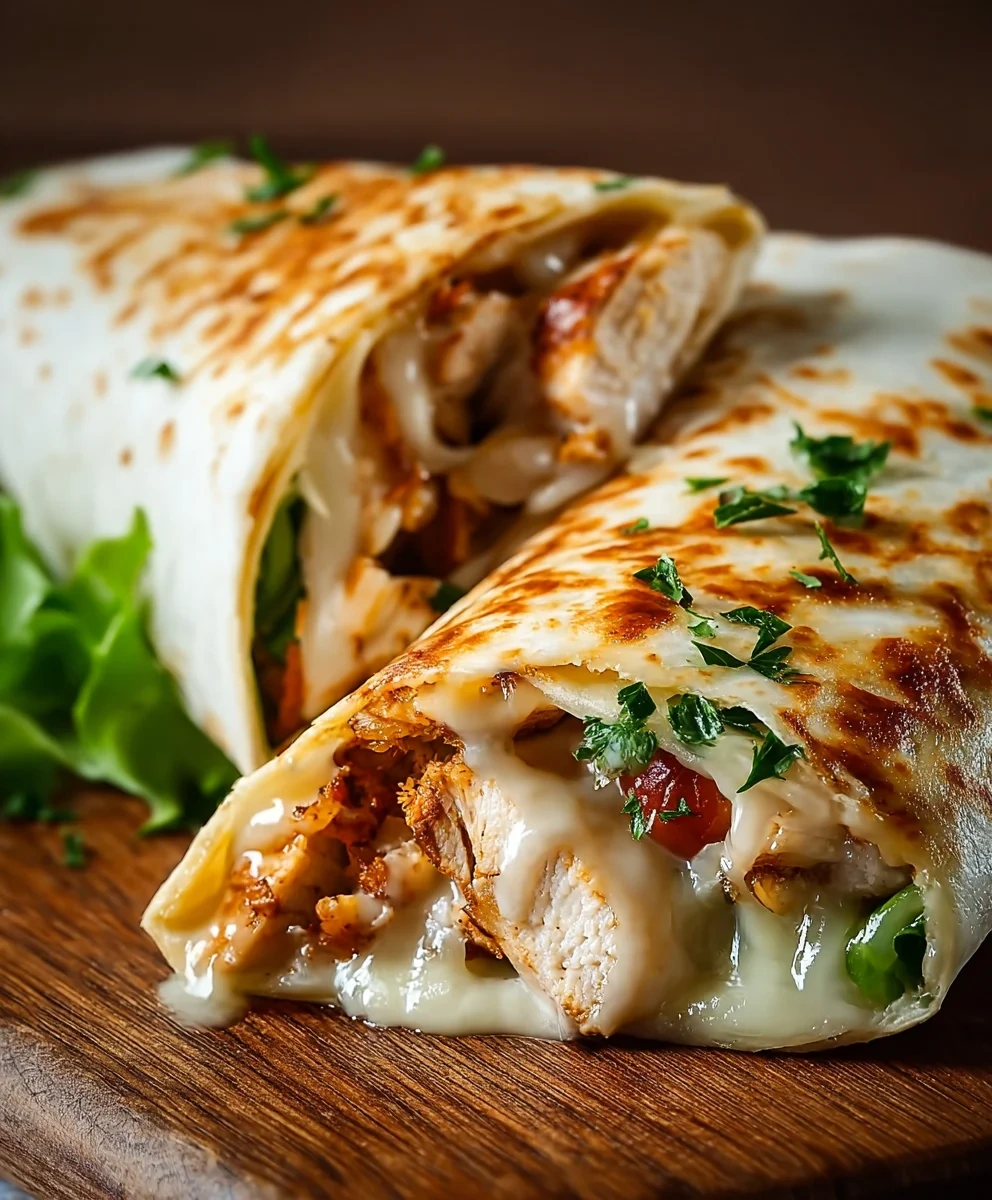 Cheesy Garlic Chicken Wraps