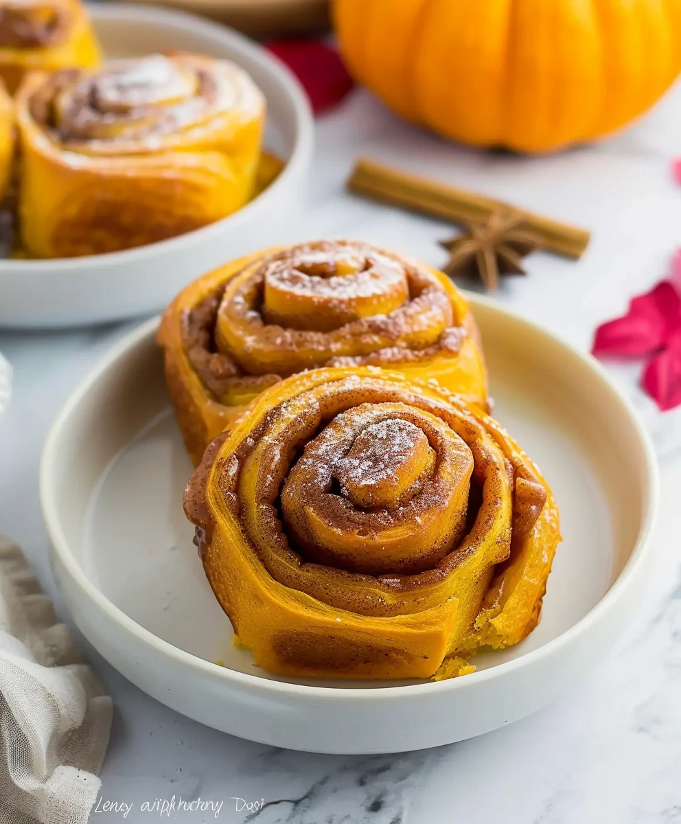 The Best Soft & Juicy Pumpkin Cinnamon Rolls (Saftige Kuerbis Zimtschnecken) image 2