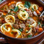 Autumn Tortellini Soup with Beef Sausage