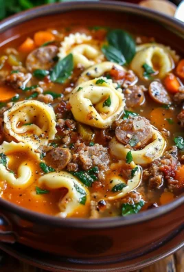 Autumn Tortellini Soup with Beef Sausage