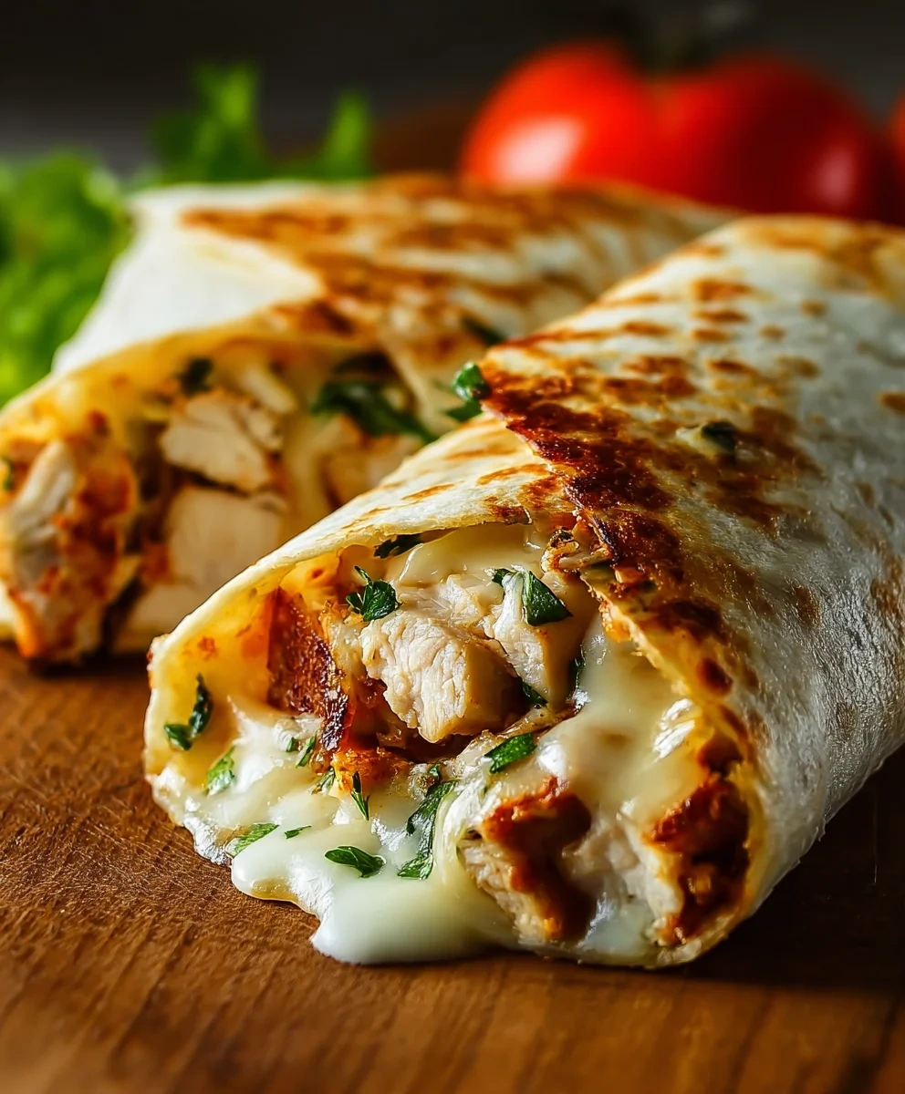 Cheesy Garlic Chicken Wraps