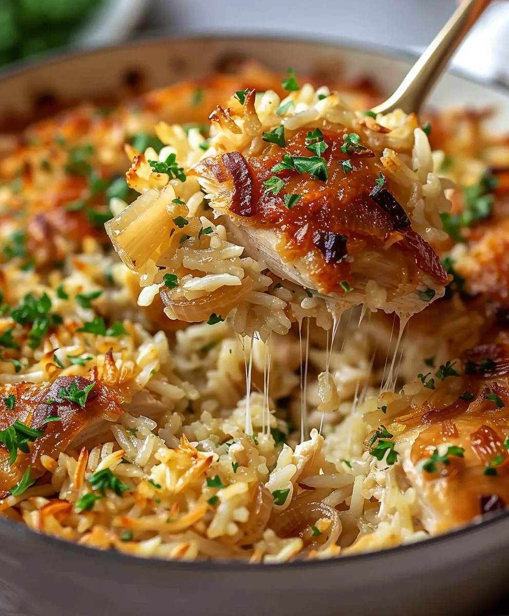 Creamy French Onion Chicken Rice Casserole image 2