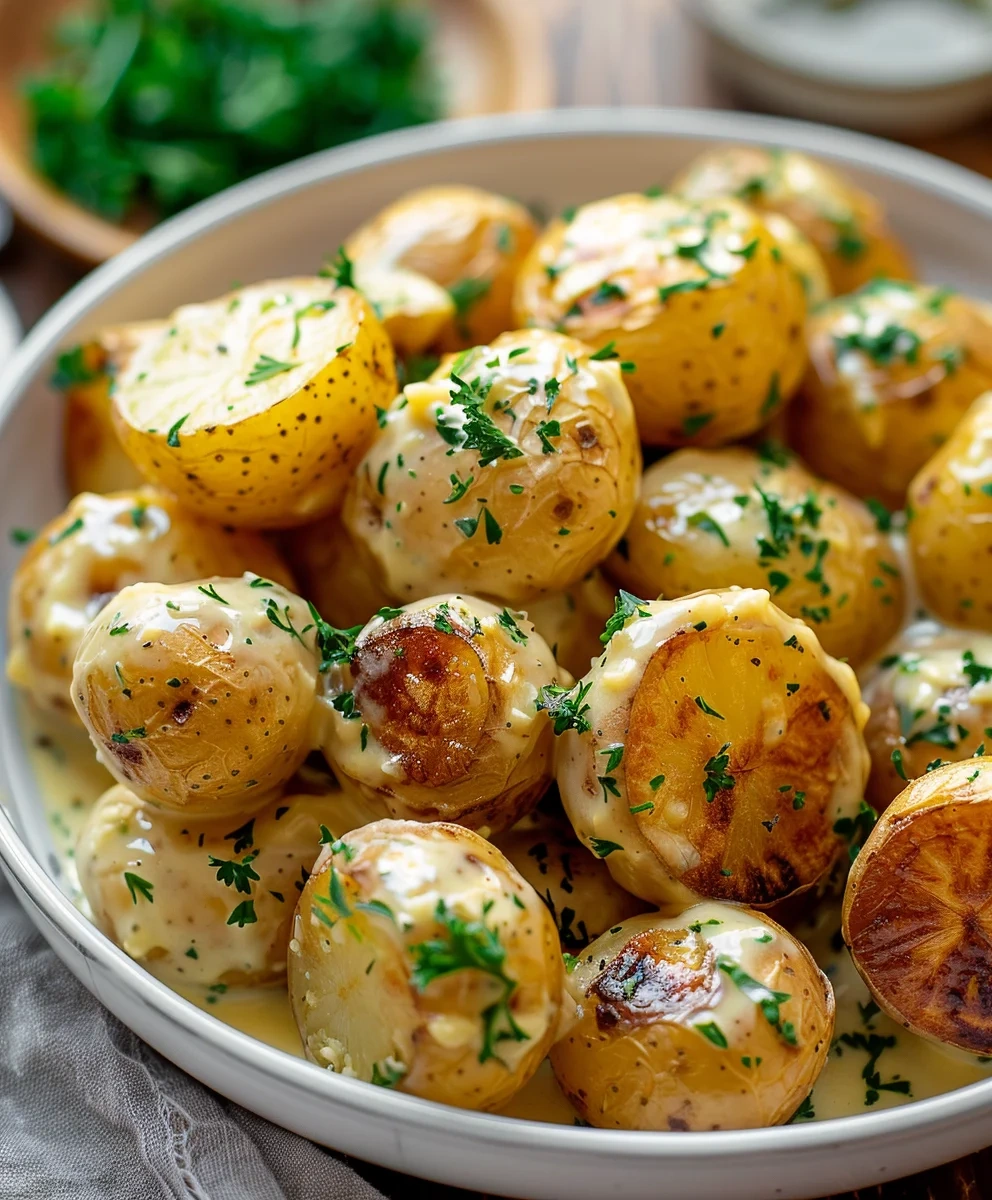 Creamy Garlic Sauce Baby Potatoes image 3
