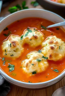 Creamy Tomato Soup with Cheese Dumplings