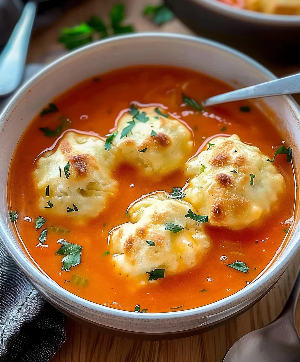 Creamy Tomato Soup with Cheese Dumplings image 3