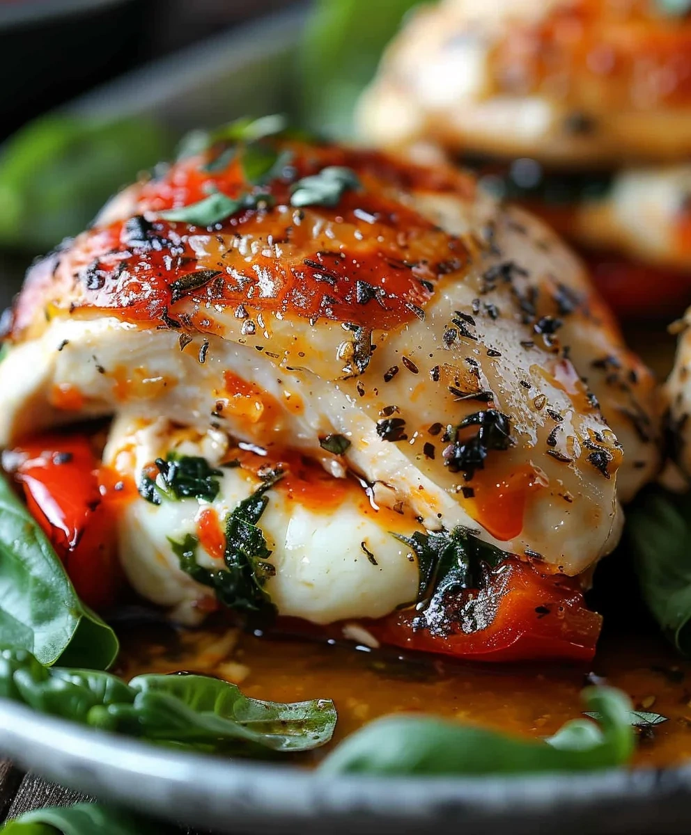 Delicious Roasted Red Pepper Mozzarella Stuffed Chicken