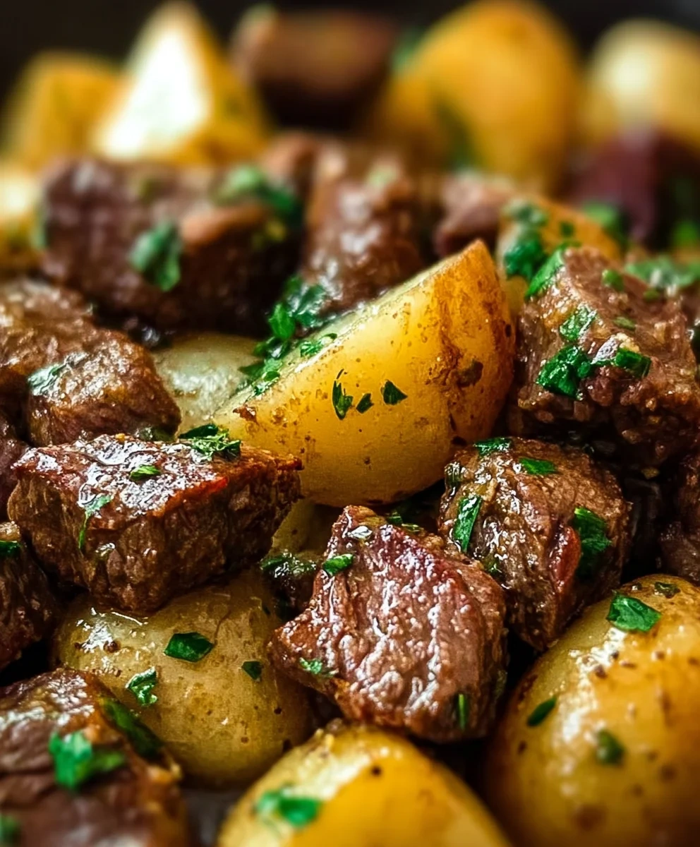 Garlic Butter Beef Bites and Potatoes image 2