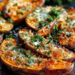 Garlic Parmesan Sweet Potato Wedges