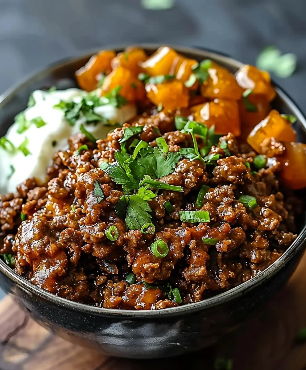Hot Honey Ground Beef Bowl