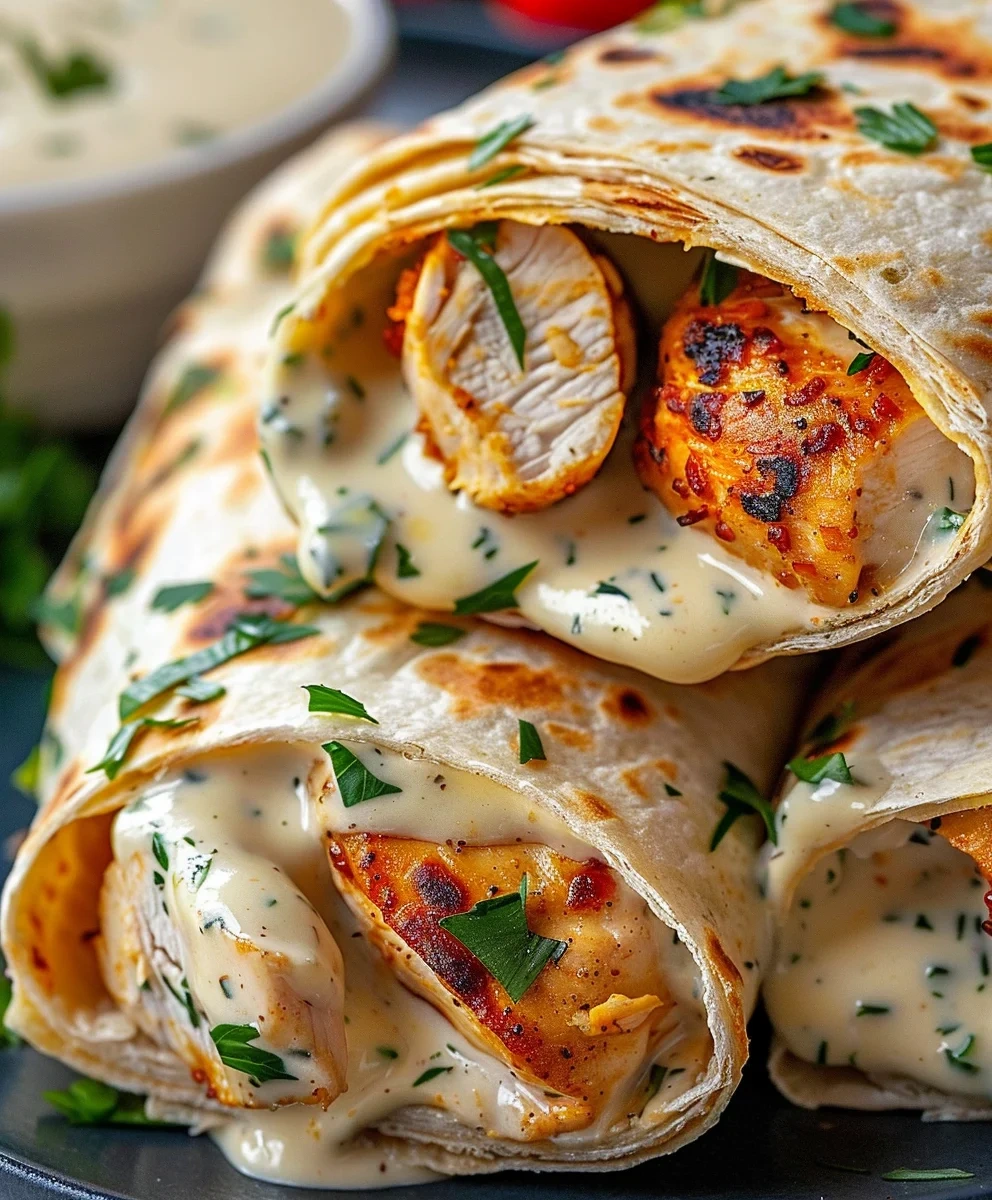 Savory Chicken Wraps with Delicious Garlic Cream Sauce image 2
