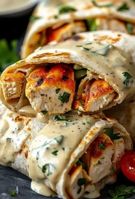 Savory Chicken Wraps with Delicious Garlic Cream Sauce