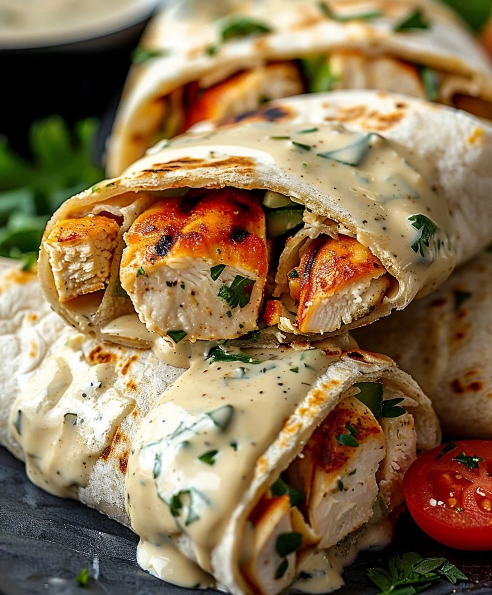 Savory Chicken Wraps with Delicious Garlic Cream Sauce image 3