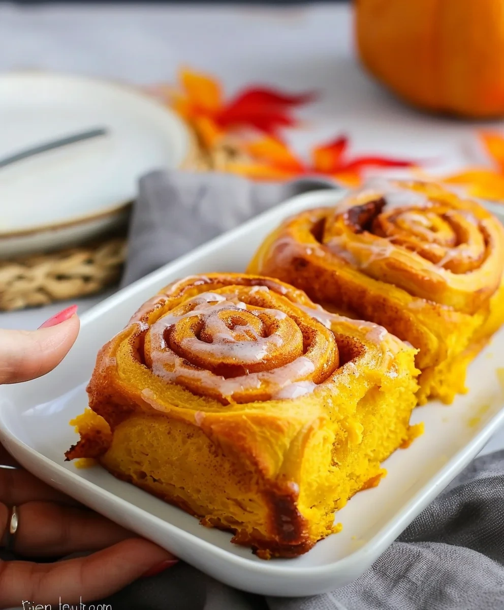 The Best Soft & Juicy Pumpkin Cinnamon Rolls (Saftige Kuerbis Zimtschnecken) image 3