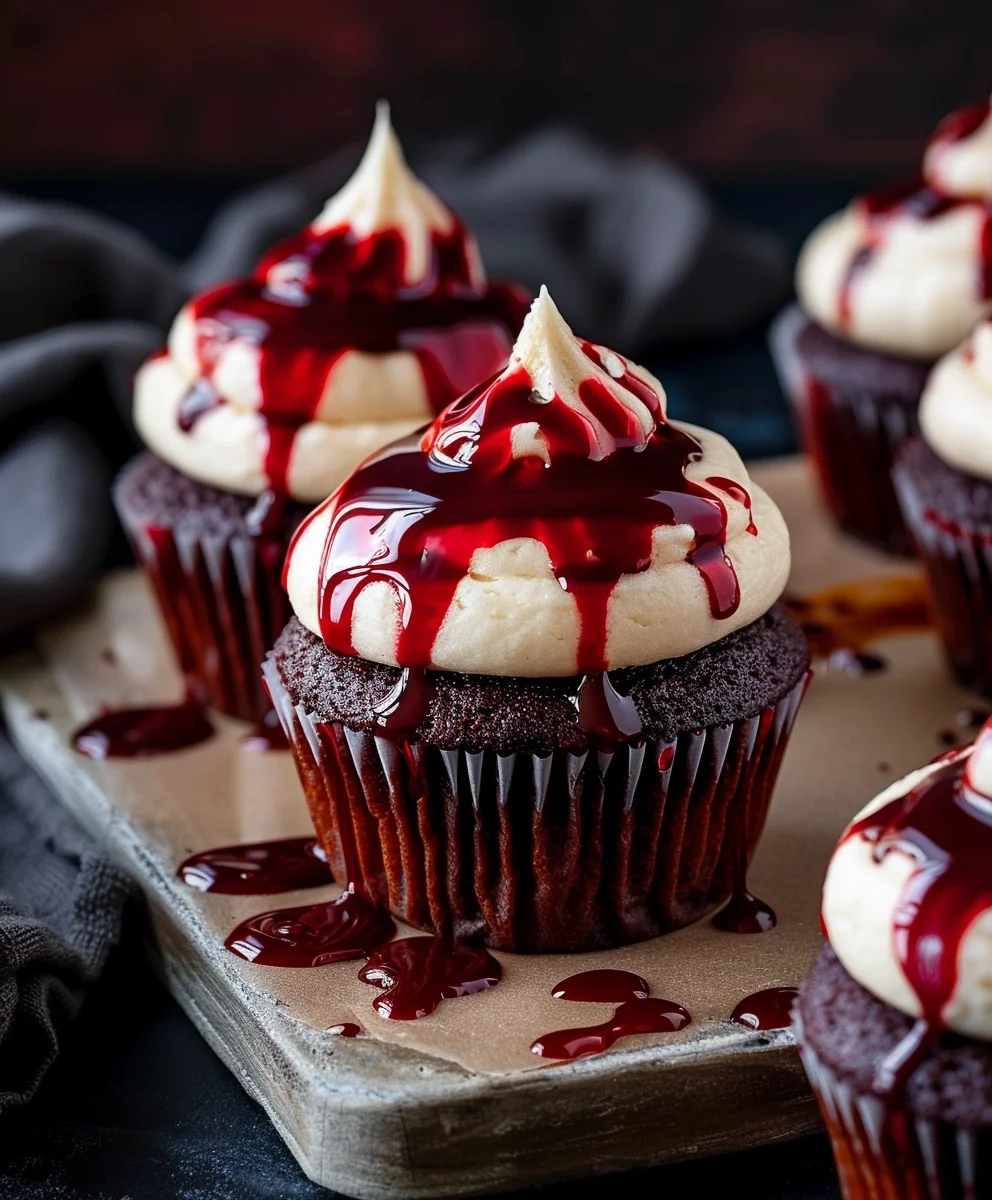 Vampire Bite Halloween Cupcakes
